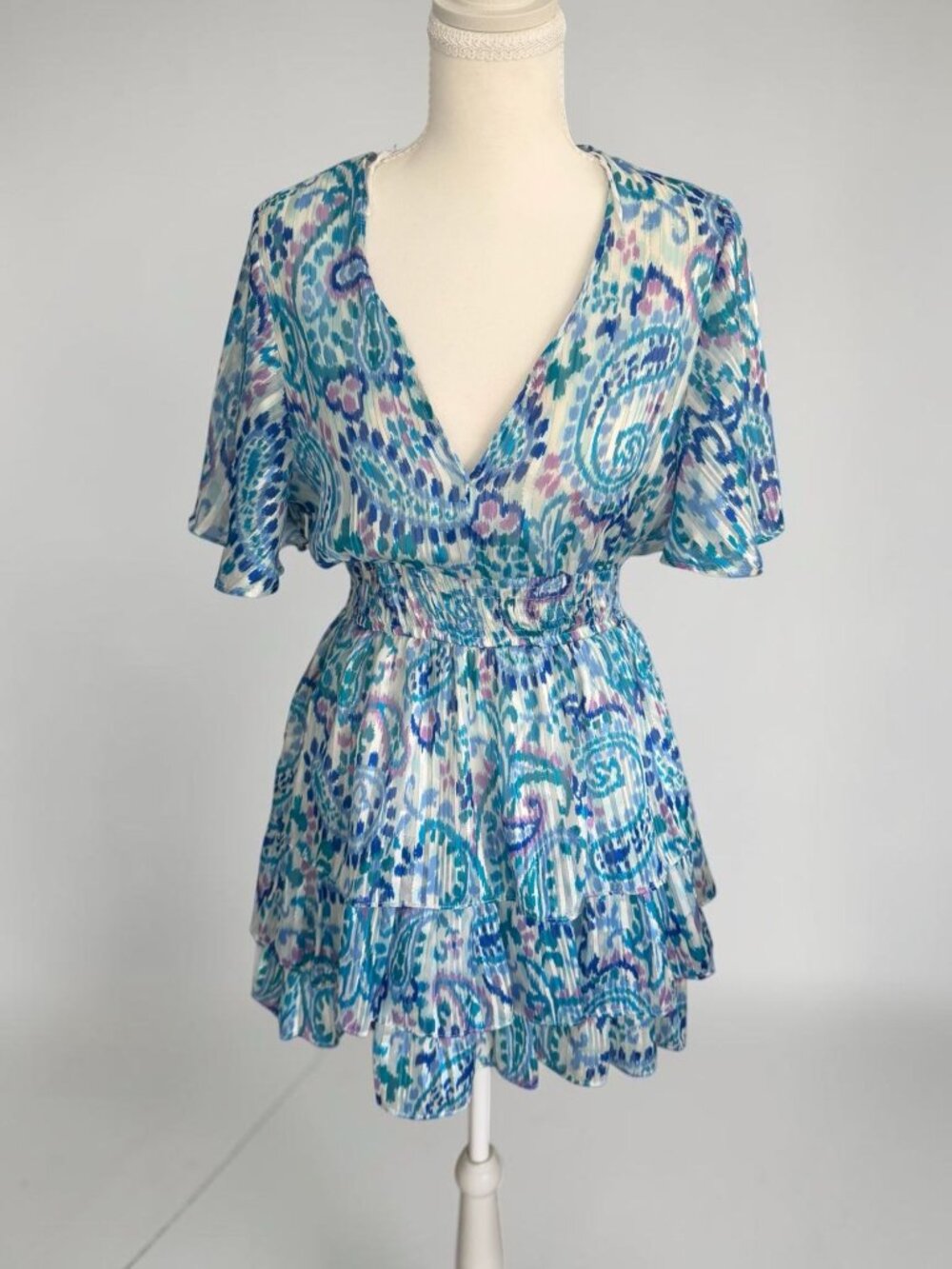 ZARA Blue Purple Paisley Mini Dress Size Medium